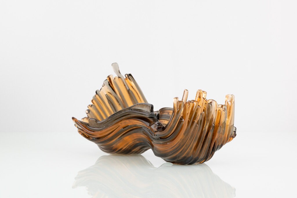 Amber Glass Sculpture Vase JGGLASSART