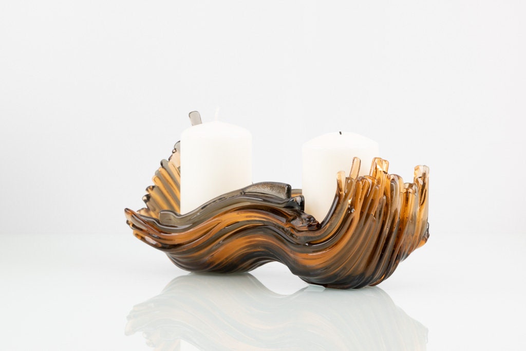 Amber Glass Sculpture Vase JGGLASSART
