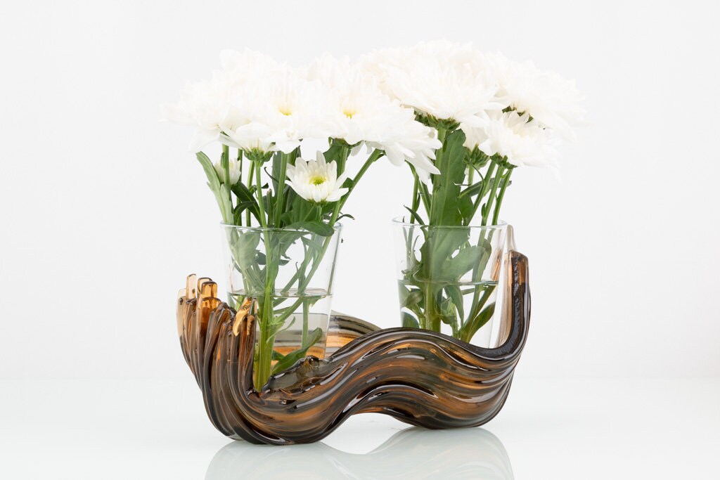 Amber Glass Sculpture Vase JGGLASSART
